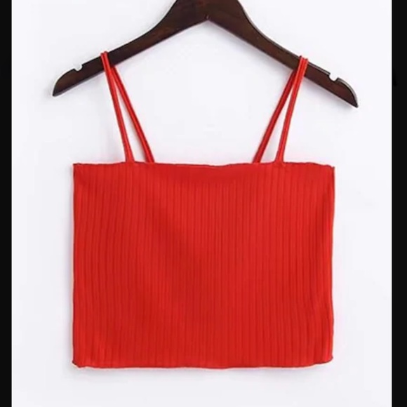 Square Neck Ribbed Crop Top - Picture 3 of 4